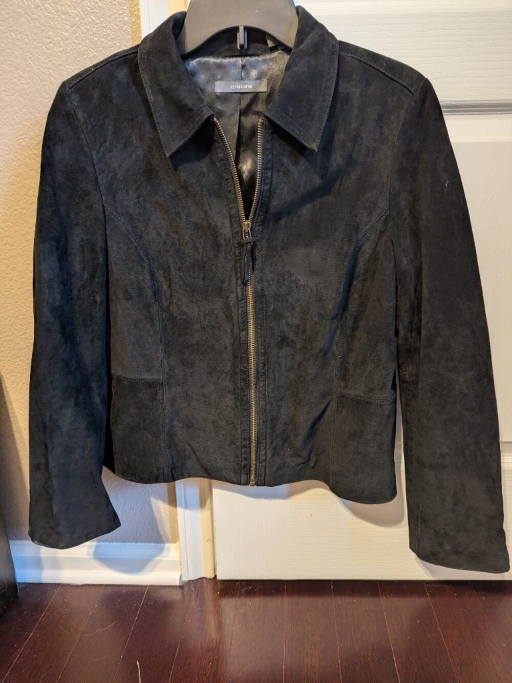 Liz Claiborne Women's Black Suede Jacket Size 10 Full Zip Excellent Condition